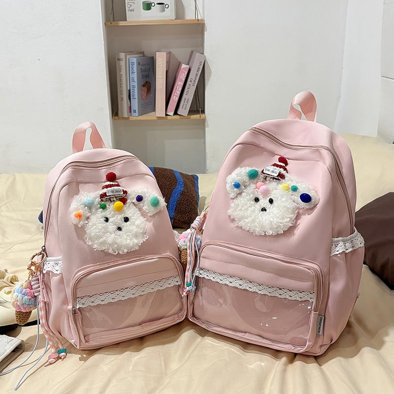 New schoolbag, junior high school student, niche transparent puppy bag, flash backpack, two-dimensional travel backpack