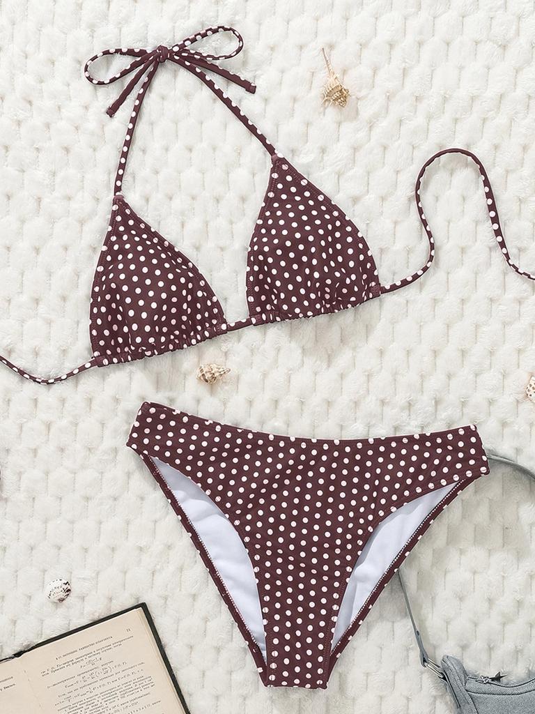 "2025 Bikini Sexy cu Șireturi din Dantelă cu Imprimeu Leopard, Costum de Baie din Două Piese pentru Femei"