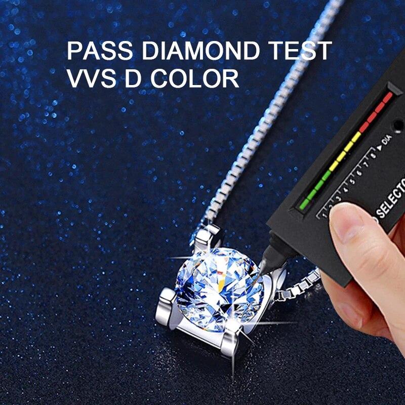 D Color 1-2CT Genuine Moissanite Necklace Brilliant Round Diamond Hollow  Love Pendant Necklace for Women Girls Anniversary Jewelry Gift
