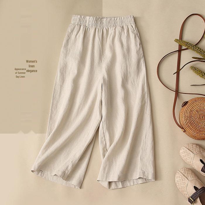 Southeast Asia Retro Embroidered Cotton-Linen Two-Piece Set: Seven-Sleeve Shirt & Wide-Leg Pants