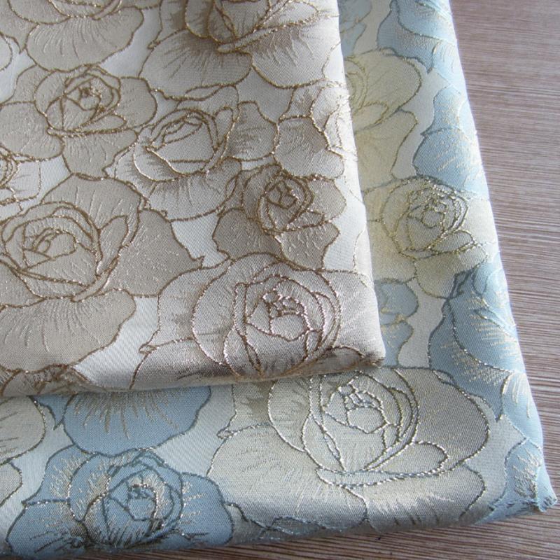 Europäischer Stil Große Rose Jacquard Brokatstoff DIY Nähen Mantel Kleid Patchwork Gold und Silber Seidengarngefärbt Designerstoff