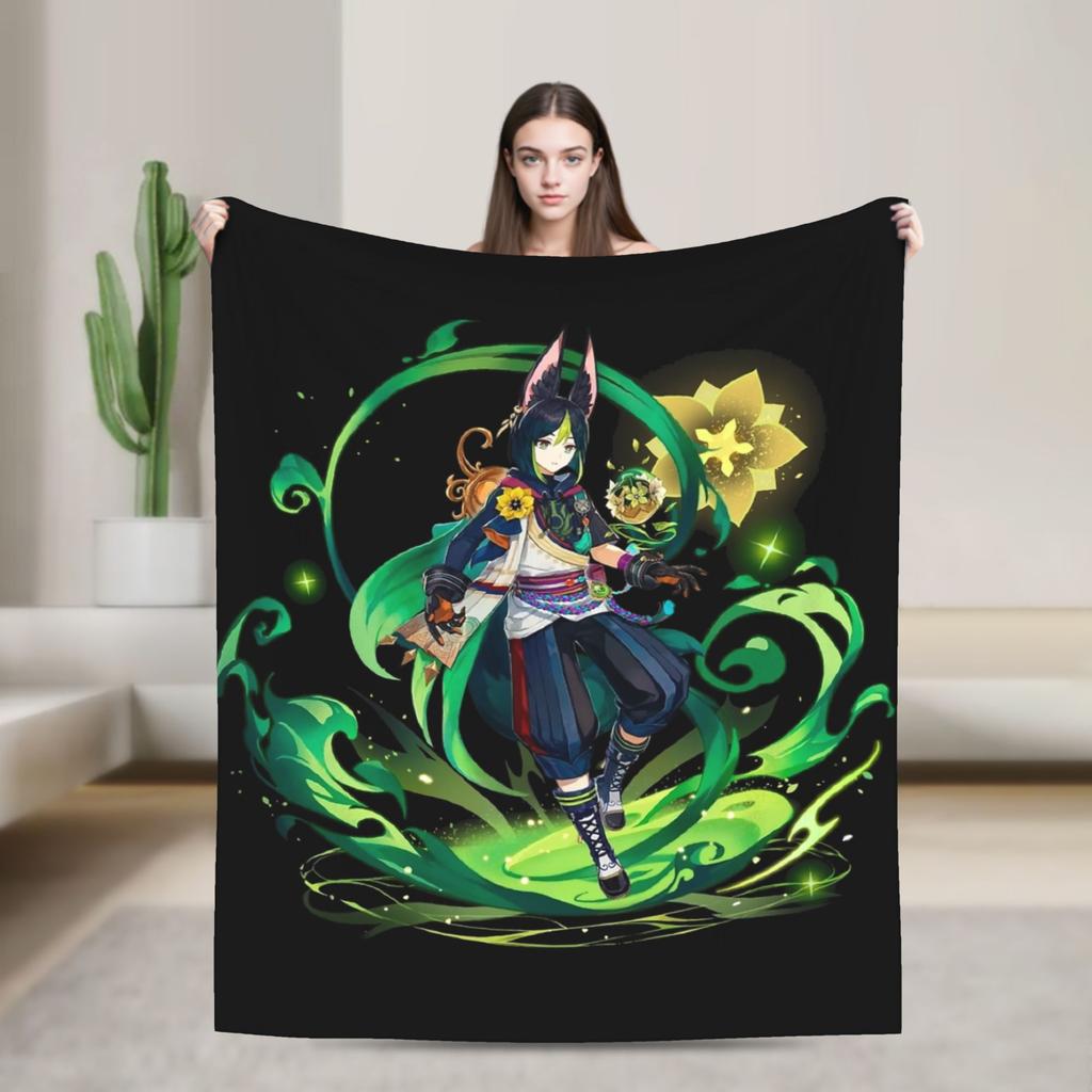 Genshin Impact Collei Wish Gacha Velvet Throw Fashion Blankets Splash Art for Bedding Knitted Fashion Blanket Travel Super Soft Multi-functi