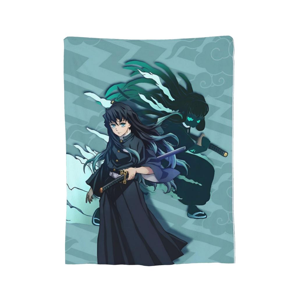 Mist Hashira Muichiro Tokito Fleece Throw Blankets Anime Blanket for Bed Outdoor Super Soft Bed Rug,