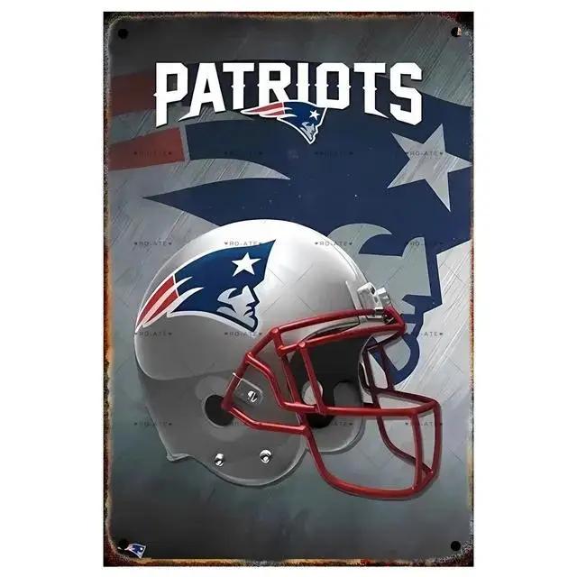 Vintage Football Helmet Metal Tin Sign Plaque  Wall Decor Iron Painting for Man Cave Home Cafe Garden Club Bar  Retro Art Pos