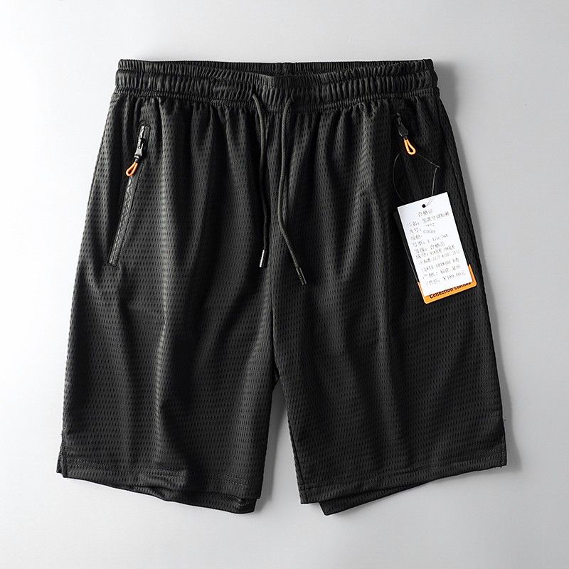 Export Tail Single Cut Label Mesh Style for Sports Shorts Men's Summer Silk Ice Quick-Drying Knee Length Pants Export Men's Middle Pants Beach Pants