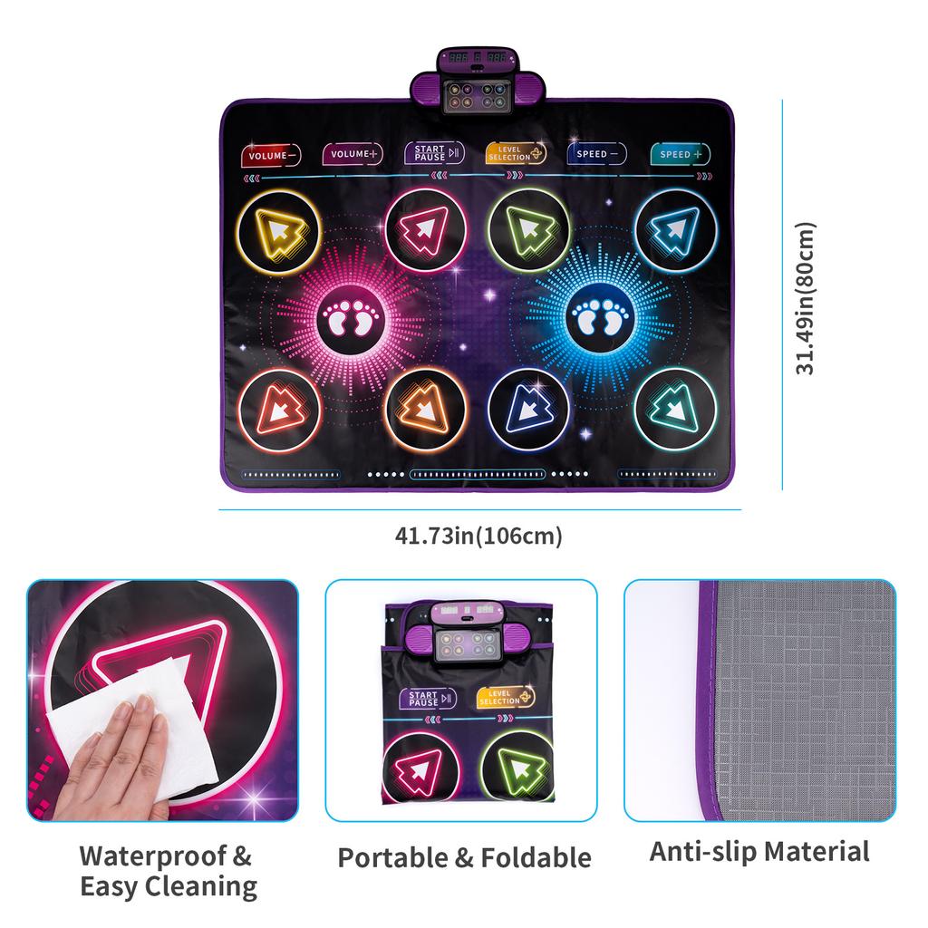 106x80CM Dancing Blanket Kids Electronic Dance Mat Double Players Mode with 9 Levels Kid Floor Music Blanket Educational Toys
