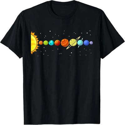 Colorful Planets Solar Systems Mens Boys Space Science T-Shirt