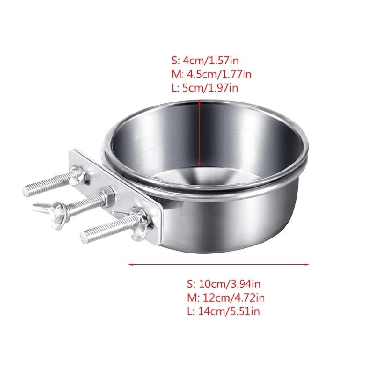 Bird Feeding Dish Screw On Cupshanging Stainless Steel Parrot Cage Feeder