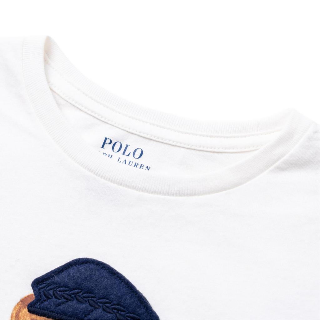 Polo Ralph Lauren T-Shirt Cartoon Bear Letter Print Round Neck Long Sleeve Kids Tops White 313952134-001