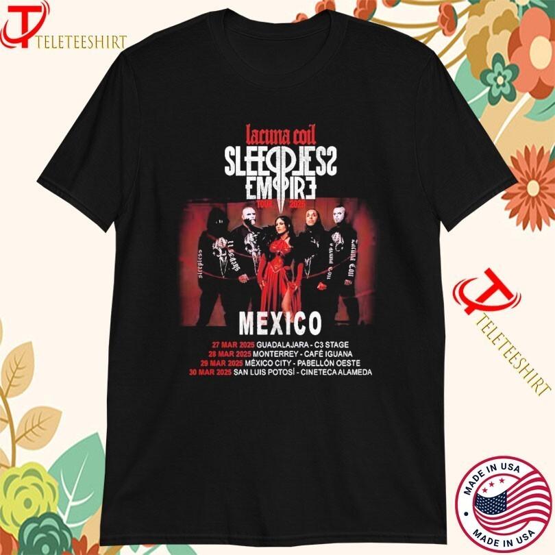 Lacuna Coil Sleepless Empire Tour 2025 Мексика Даты Тура Футболки Унисекс Футболка L