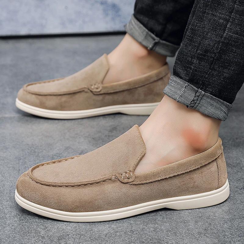 Fashion Lightweight Men Casual Shoes Lazy Shoes Male Breathable Slip-on Mens Suede Driving Shoes Comfortable Loafers Moccasins