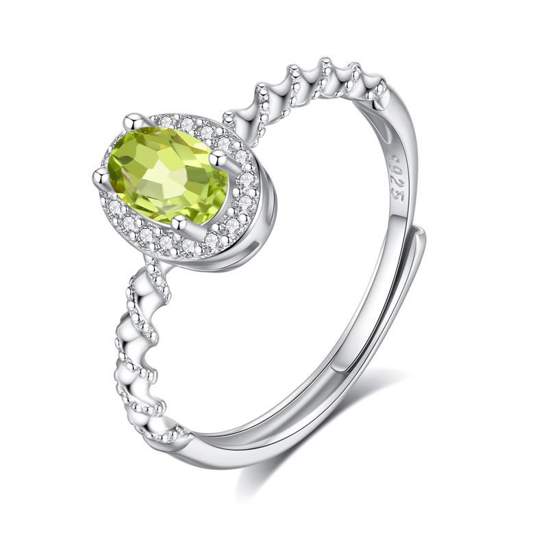 S925 Sterling Silver Ring Women's Natural Crystal Stone Jewelry Niche High-end Open Ring