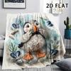 1Pc 2D FLAT Realistic Puffin Print Flannel Blanket,High quality Comfortable for All Seasons,Home Decor,Warmth and Comfort,Perfect for Christmas Gifts