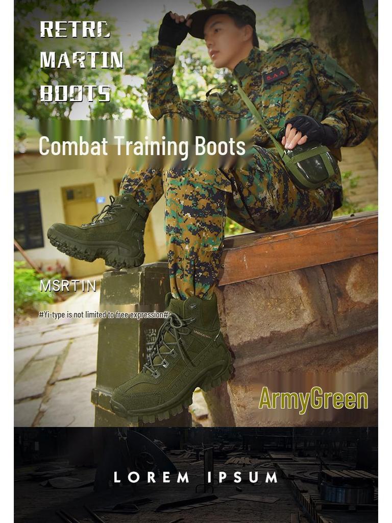 Men's Waterproof High-Top Outdoor Military Boots - Non-Slip, Wear-Resistant, Comfortable Combat Boots