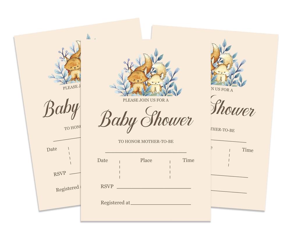 Inkdotpot 30 Fill In Style Baby Shower Invitation Cards-Animals-Gender Neutral-Blank Invites
