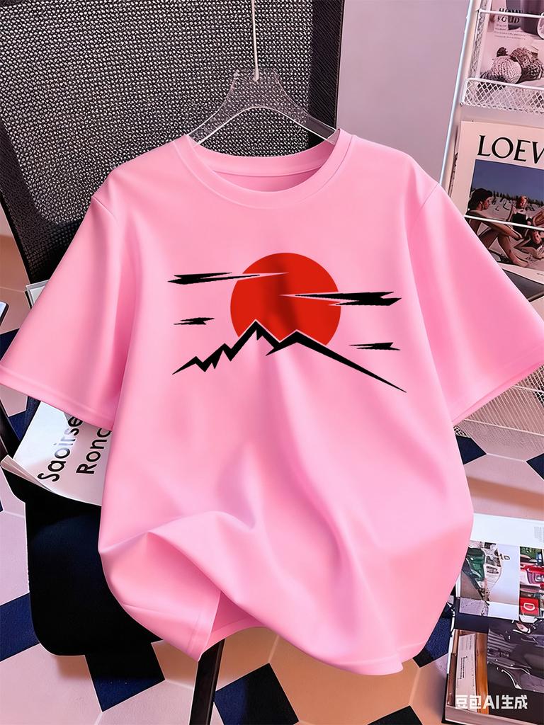 Japanese Harajuku Sun Prints Short Sleeve TShirts Women Cotton Summer Tee Shirts Soft Loose ONeck Tops Casual Womans Clothes