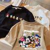 Summer Pure Cotton Kids Short Sleeve T Shirt Cartoon Print Round Neck Casual Top For Boys And Girls