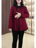 Autumn/Winter Woolen A-line Slimming Collared Shirt for Middle-Aged Women