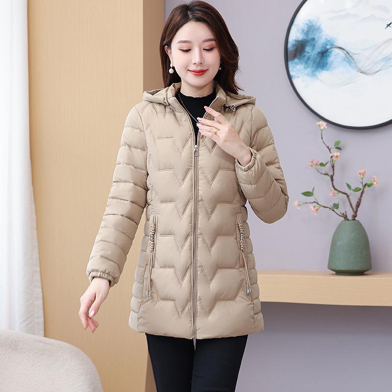Leichte Daunen-Baumwolljacke Damen Mittellang Winter Schlank Schlankmachend Dick Warm Große Größe Baumwolljacke