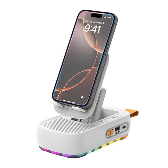 

Подставка для мобильного телефона с Bluetooth-совместимым динамиком и светодиодной подсветкой, складная, вращающаяся