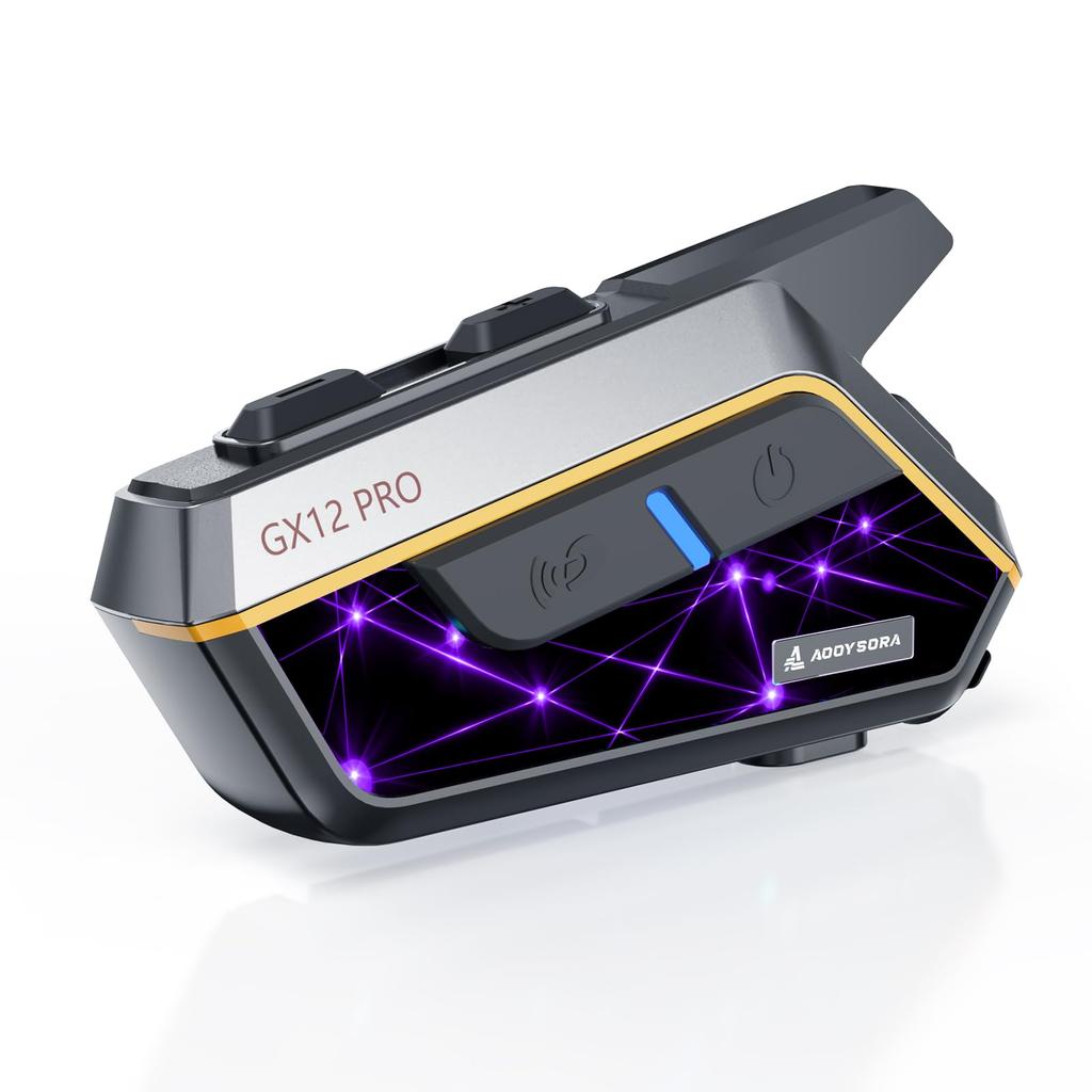 AOOYSORA GX12 PRO Motorcycle Simultaneous Bluetooth 2000M Call Automatic DSP CVC Noise Music Sound IP67 FM Fast Japanese Guidance Instruction LED