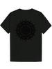 Black Polyester T-shirt with Intricate Floral Mandala Design - Casual Round Neck