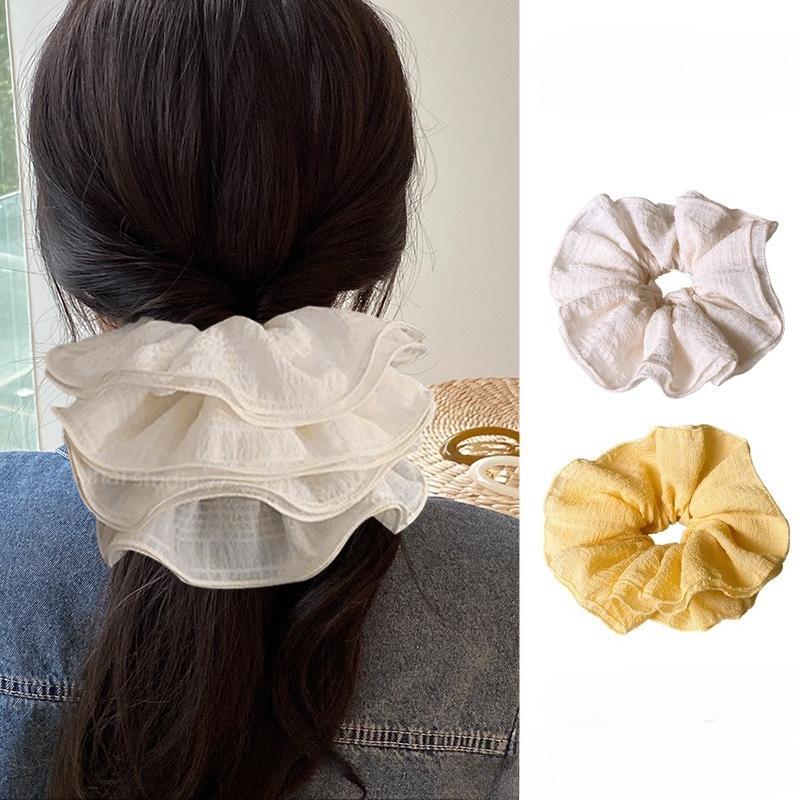 Fashion Retro Wrinkle Chiffon Scrunchies for Women Girls Sweet Temperament Fashion Exaggerated Hair Band Hair Accessories