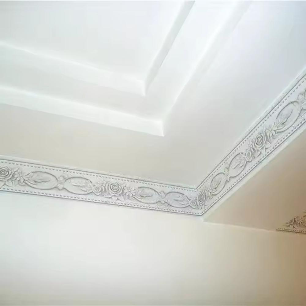 1PC 5M/196.85in 3D Self-Adhesive Skirting Board, PVC Wallpaper Sticker for Living Room, TV Background, Wall Sticker Border