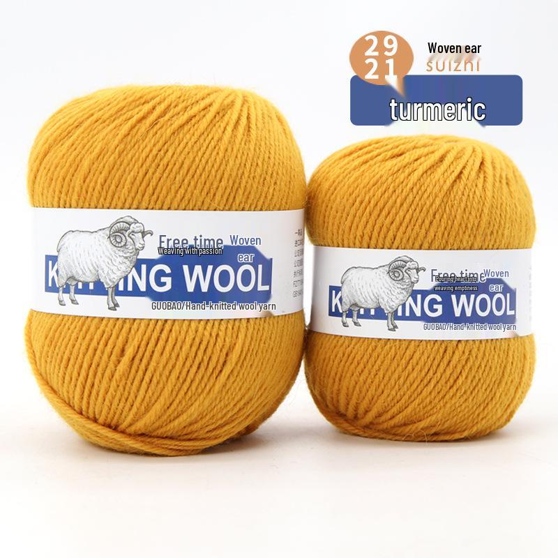 Wool Yarn Hand-Knitted Sweater Scarf Hat - Pure Color Four-Strand Yarn Ball