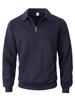 2026 Men's Heavyweight Textured Lapel Zip Polo Sweatshirt for Spring/Autumn