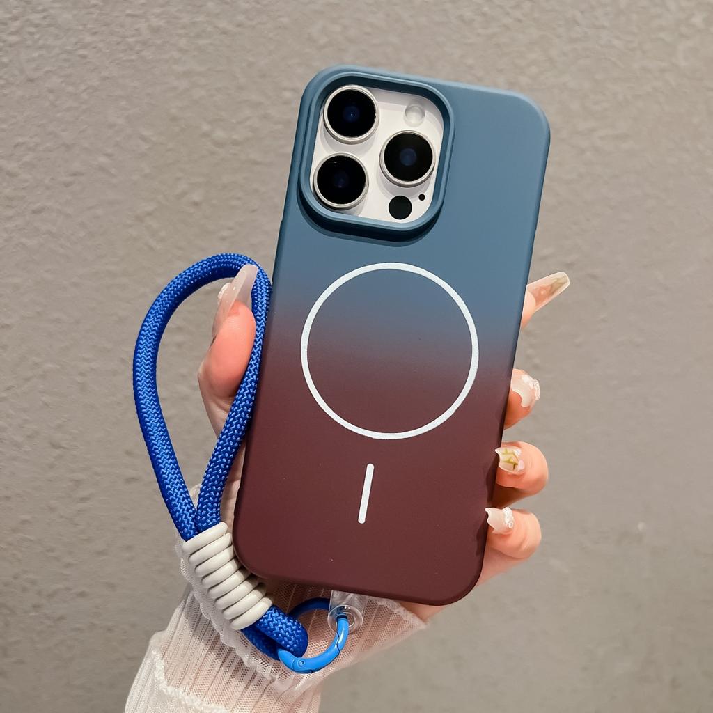 Gradient Color Wrist Strap For Magsafe Magnetic Case For iPhone 16 15 14 13 12 11 Pro Max Plus Candy Lanyard Chain Cover
