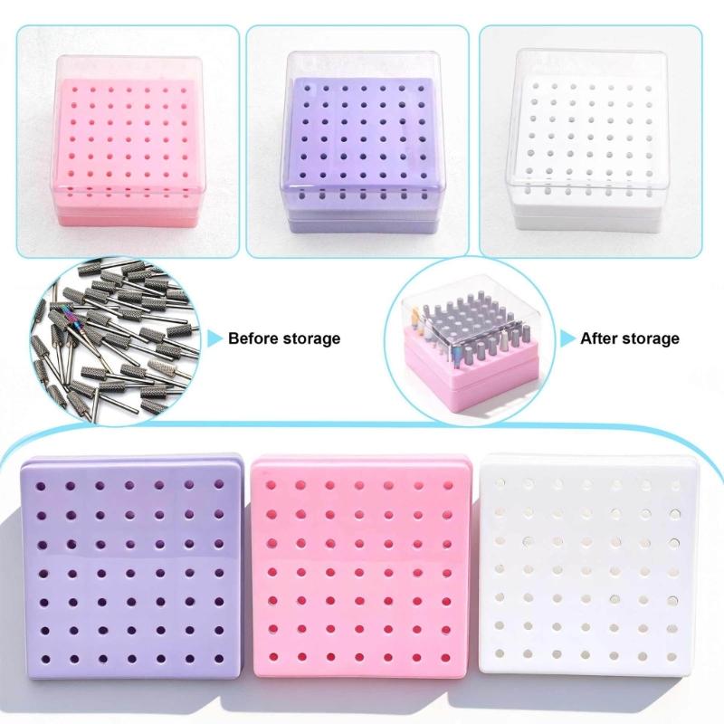 49 Hole Nail Drill Bit Storage Box Universal For Nail Grinding Heads Dustproof Professional Salon Organizer