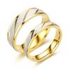 Stainless Steel Gold Color Wave Pattern Couple Ring Titanium Steel Wedding Engagement Ring Promise Ring Zircon Gift