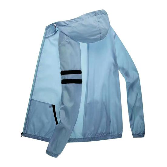 

Мужская летняя солнцезащитная куртка с капюшоном и длинным рукавом на молнии, солнцезащитное пальто на 360 градусов, тонкая свободная верхняя одежда из ледяного шелка M синий