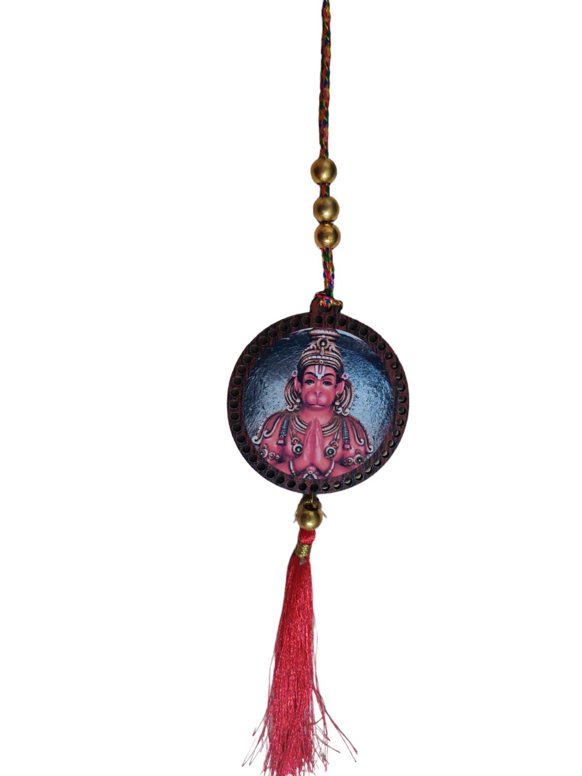 @ Indian Traditional Wooden Hanuman Ji Car Hanging With Red Thread Tassel UKR816_60%OFF