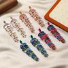 Colorful Crystal Flower Dangle Earrings with Exaggerated Diamond Leaves for Women