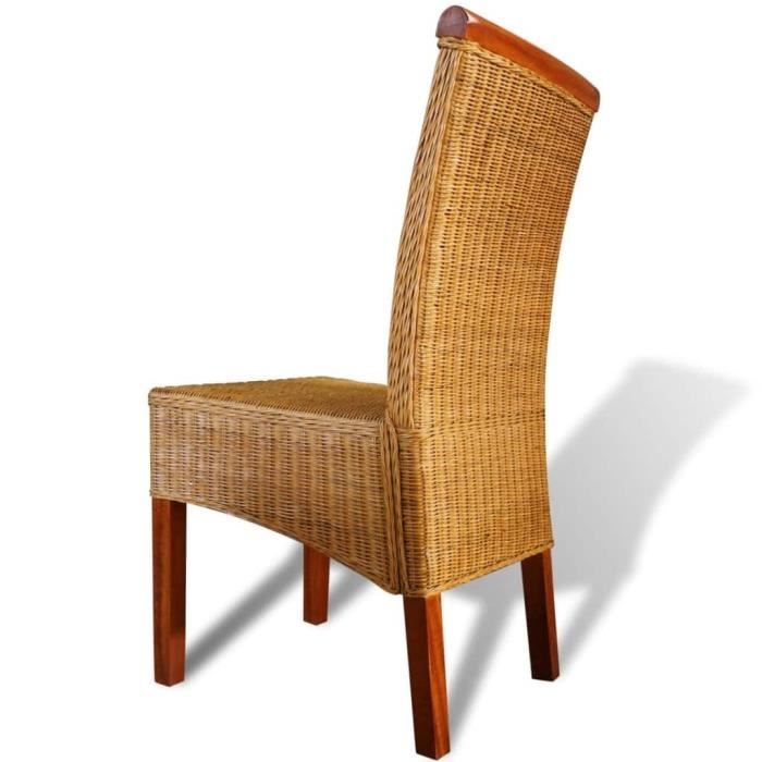 Dining Chairs - vidaXL - Set of 4 - Solid Mango Wood - Authentic Rattan - Comfortable