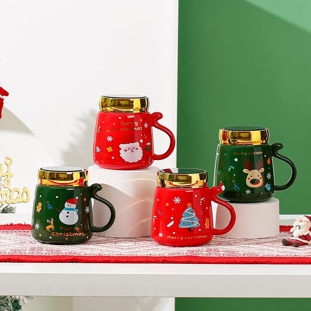 Weihnachtsgeschenk mit Deckel Spiegel Tasse Großes Volumen Niedliches Mädchen Paar Tasse Haus Tasse Souvenir Langlebig Langlebig Nützlich Nützlich