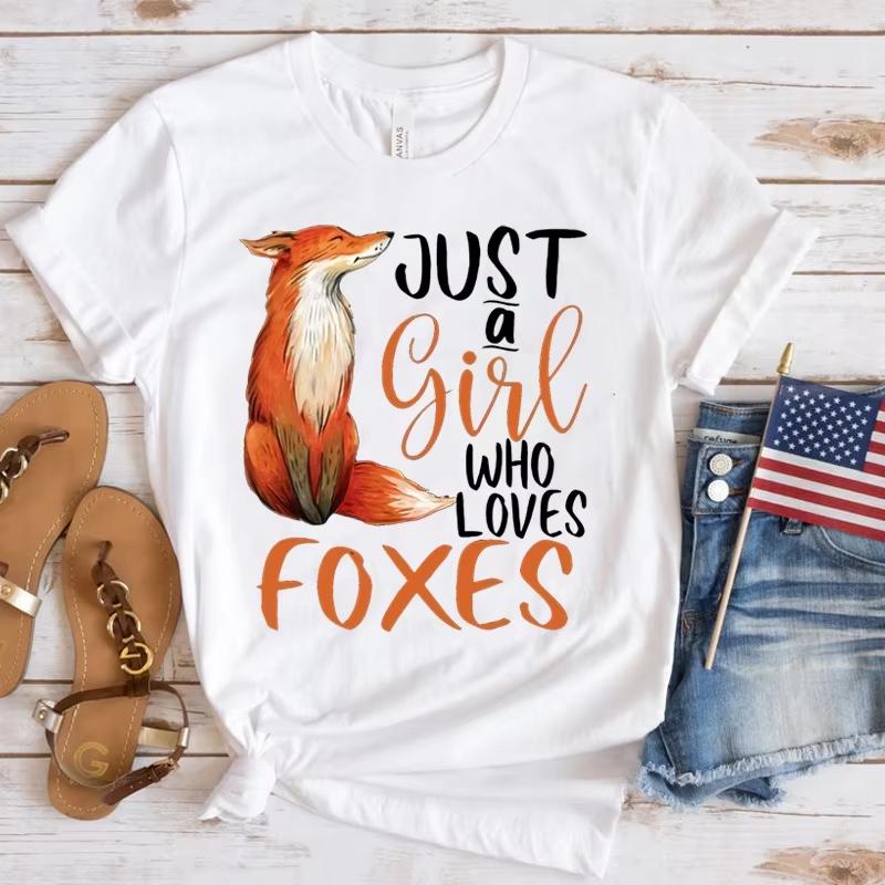 Fashion New Just A Girl Who Loves Foxes TShirt Unisex And Women Cartoon TShirt Harajuku Streetwear TShirt Casual Tops Tees