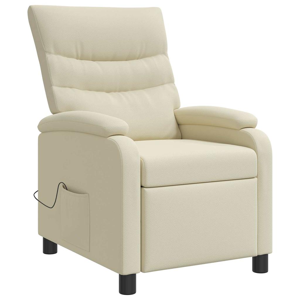 Massage Recliner Cream Faux Leather