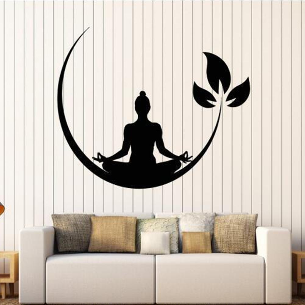 Fashion Yoga Lotus Pattern Wall Sticker Detachable Removable Carved Waterproof Decals For Smooth Interior Walls Window Mirror