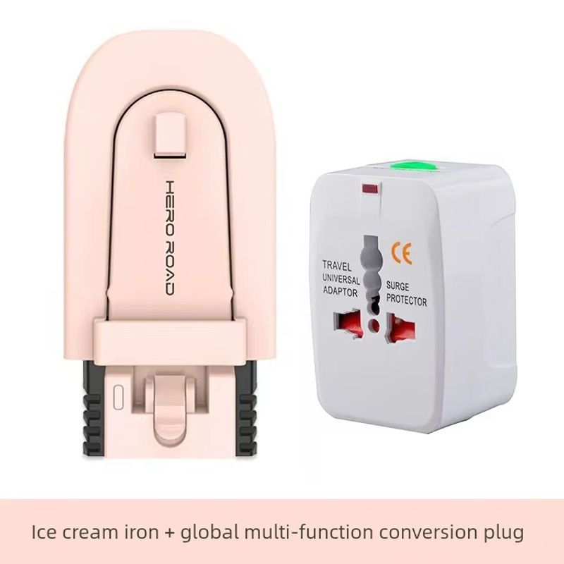 

Heroroad Foldable Travel Dormitory Iron Pink + Overseas Adapter