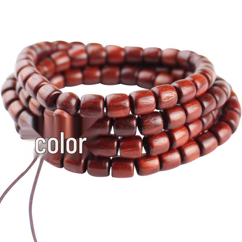 Zambia Blood Sandalwood 108-Bead Bracelet: Old Rosewood Barrel Beads Buddhist Prayer Jewelry for Men & Women.