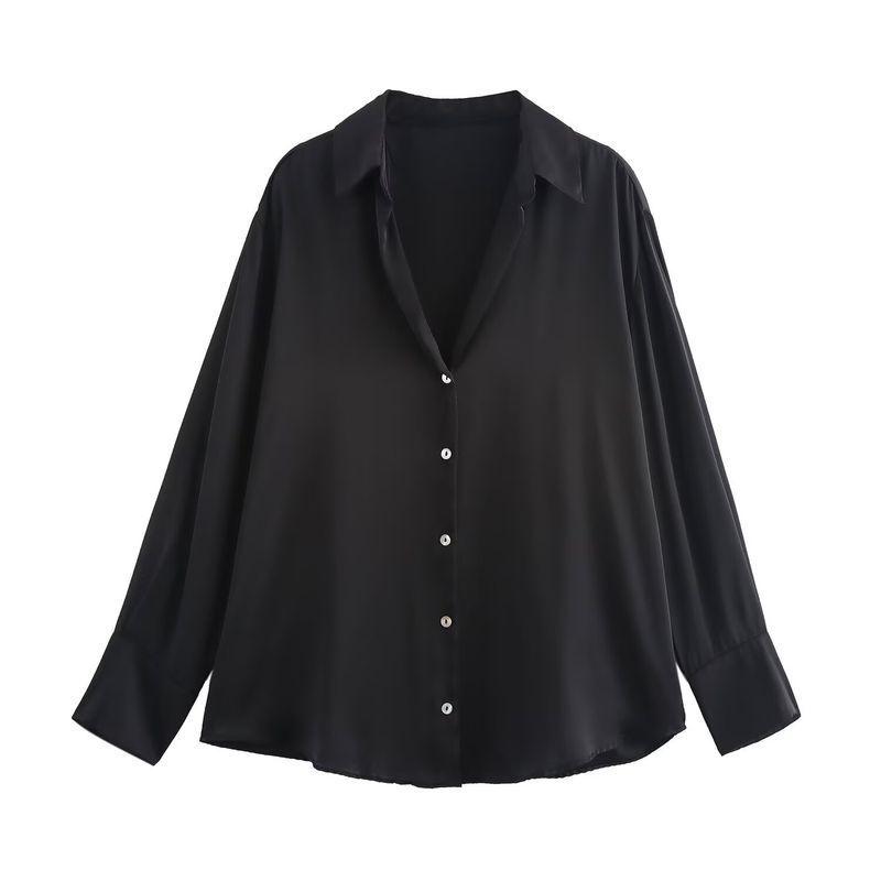 Kaslead New Arrival Women's Fashion Style Fashion Minimalist Stripes Print Satin Shirt 8503812