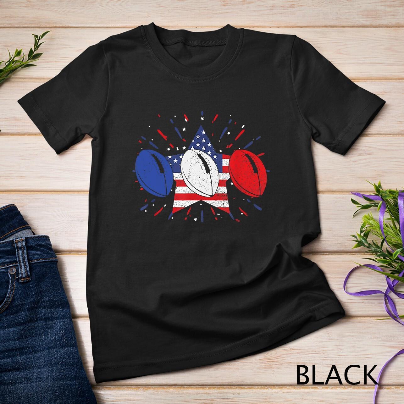 Rugby Balls US American Flag American Football Unisex T-Shirt Mens Womens Tees Top 4XL