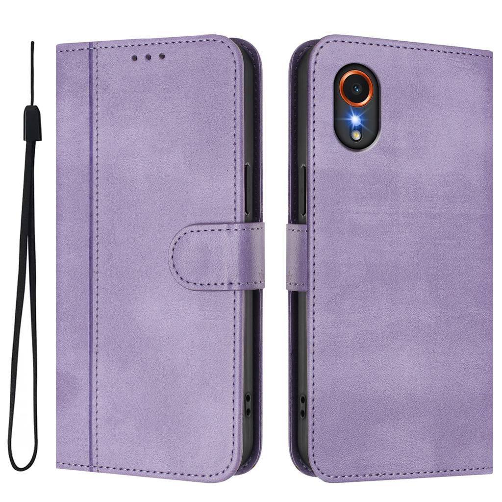 For Samsung Galaxy Xcover7 Cases Wallet Stand Retro Texture Leather Phone Cover with Lanyard