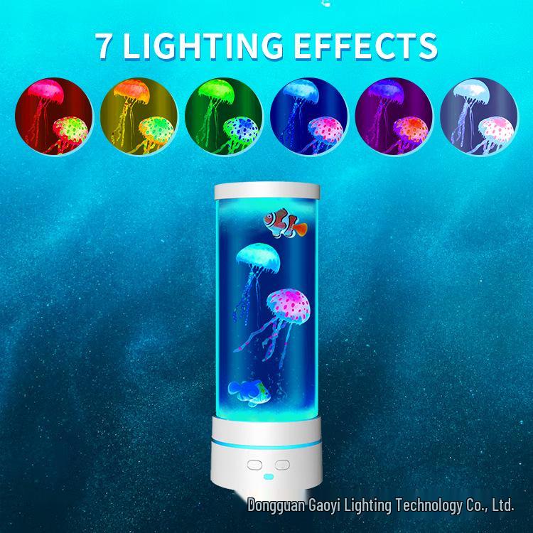 USB LED Jellyfish Lamp - Color-Changing Night Light for Relaxing Atmosphere, Silent Desktop Decoration