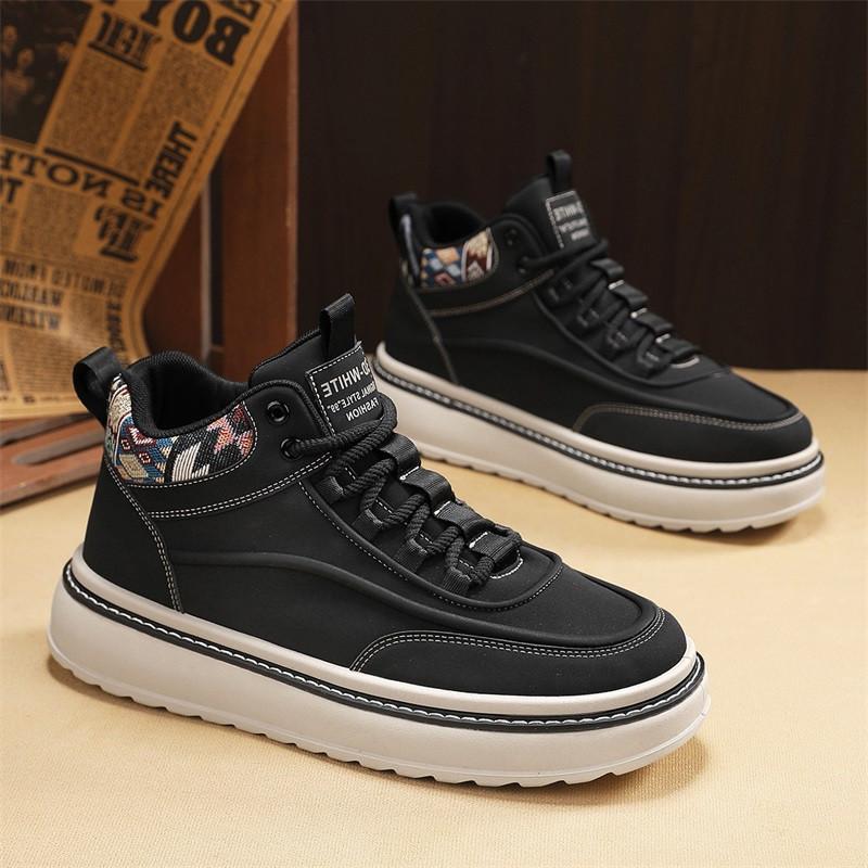 High-top shoes winter casual board shoes leather surface waterproof and non-slip sports thick sole heightening Martin boots