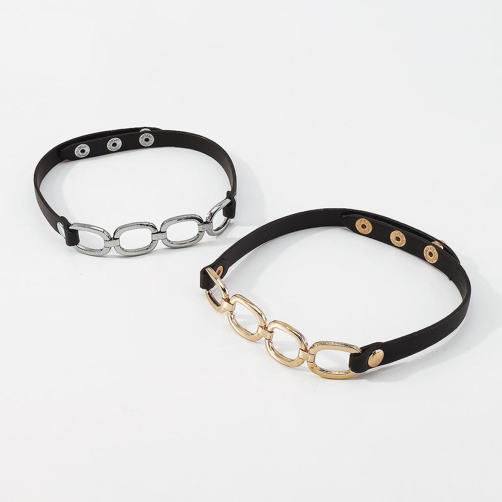 Women European Trend Choker Exaggerated Leather Chain Splice Necklace Harajuku Punk Bracelet For Women