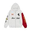 Womens Vintage Color Block Hooded Cardigan Embroidered Loose Fit Sweatshirt